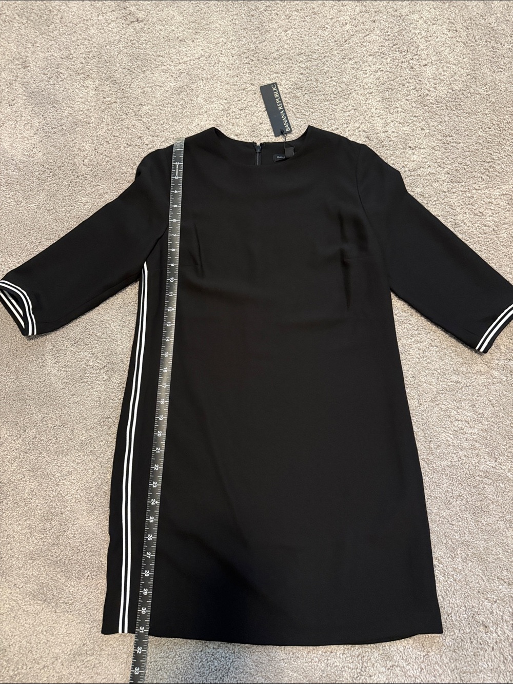 Banana Republic Black Dress with White Stripe Trim